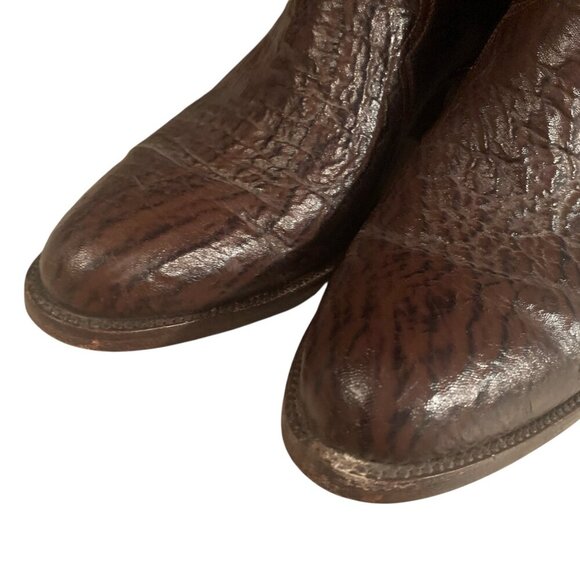 Mens Brown Leather Western Cowboy Boots - Picture 7 of 12